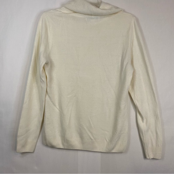CAROLYN TAYLOR Off White Cream Turtleneck Sweater 100% Acrylic Size Medium - Picture 8 of 10